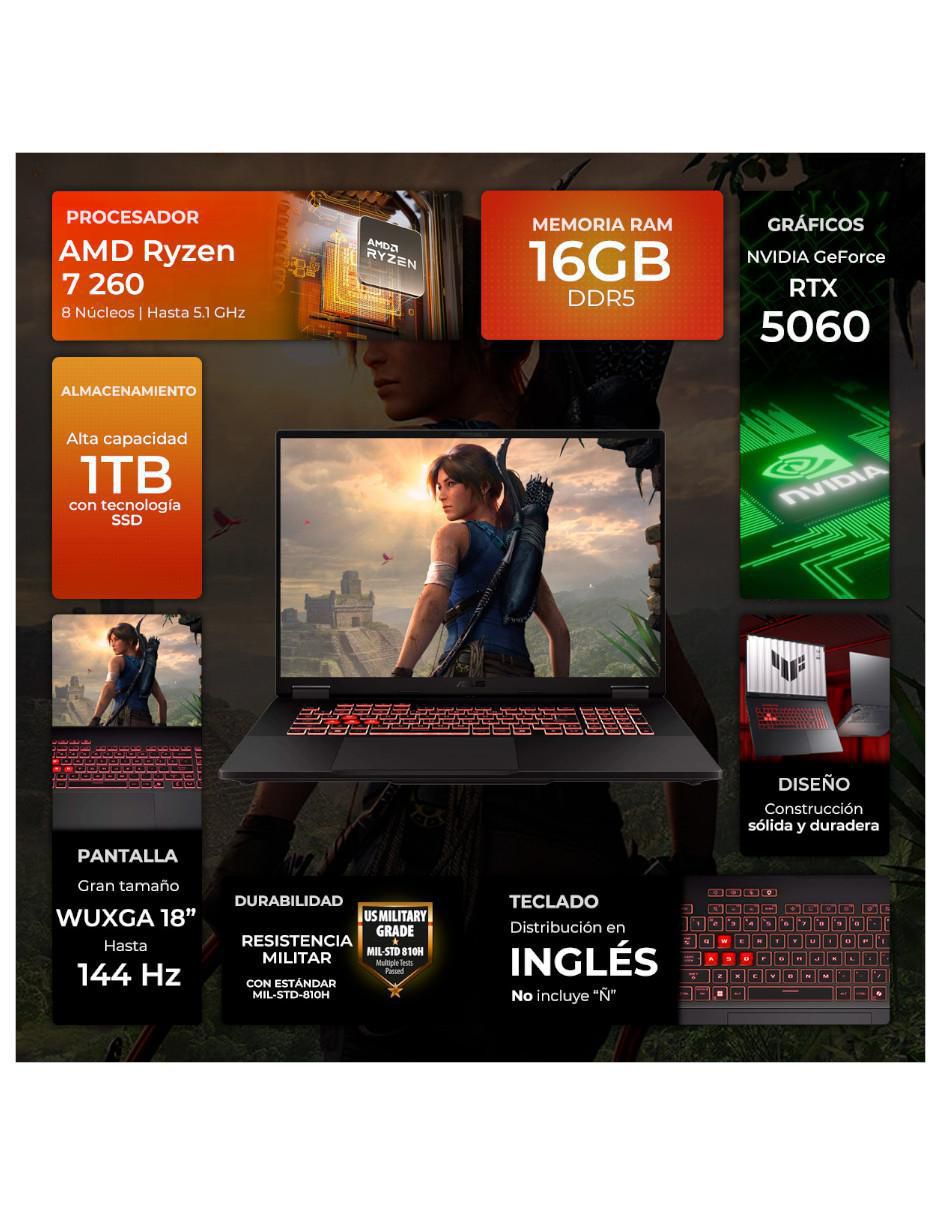 Laptop gamer FA808UM-IS74 18 pulgadas WUXGA AMD Ryzen 7 NVIDIA GeForce RTX 5060 16 GB RAM 1 TB SSD 2