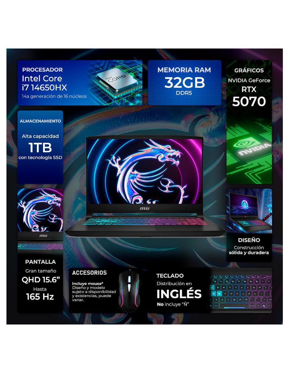 Laptop gamer KT15I-5070Ci7321TM 15.6 pulgadas QHD Intel Core i7 NVIDIA GeForce RTX 5070 32 GB RAM 1 TB SSD 2