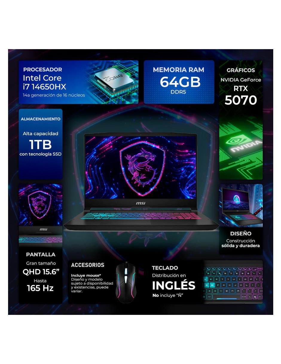 Laptop gamer KT15I-5070Ci7641TM 15.6 pulgadas QHD Intel Core i7 NVIDIA GeForce RTX 5070 64 GB RAM 1 TB SSD 2