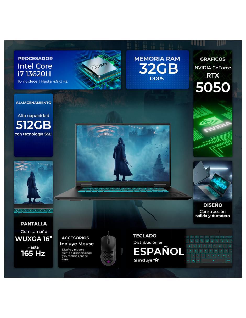Laptop gamer GA16E-5050Ci732512M 16 pulgadas WUXGA Intel Core i7 NVIDIA GeForce RTX 5050 32 GB RAM 512 GB SSD 2