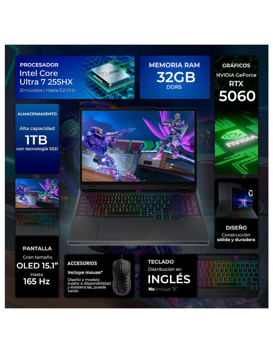 Laptop gamer L5iI-5060CU7321TM 15 pulgadas WQXGA Intel Core Ultra 7 255HX NVIDIA GeForce RTX 5060 32 GB RAM 1 TB SSD 3