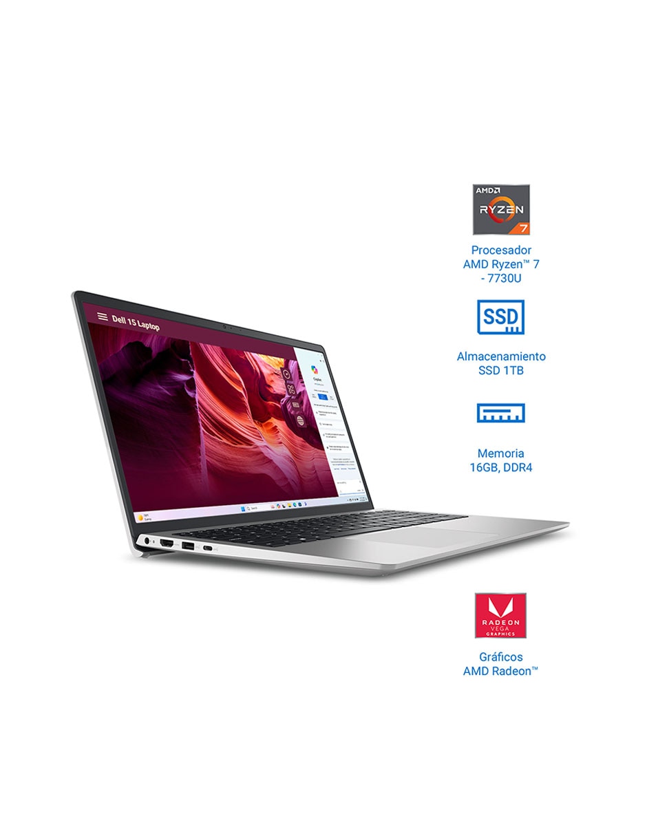 Laptop Thin & Light DC15255 15.6 pulgadas Full HD AMD Ryzen 7 AMD Radeon 16 GB RAM 1 TB SSD 5